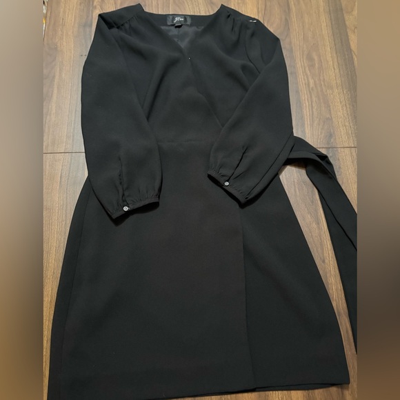 J. Crew Classic Black Long Sleeve Wrap Dress - Picture 2 of 13
